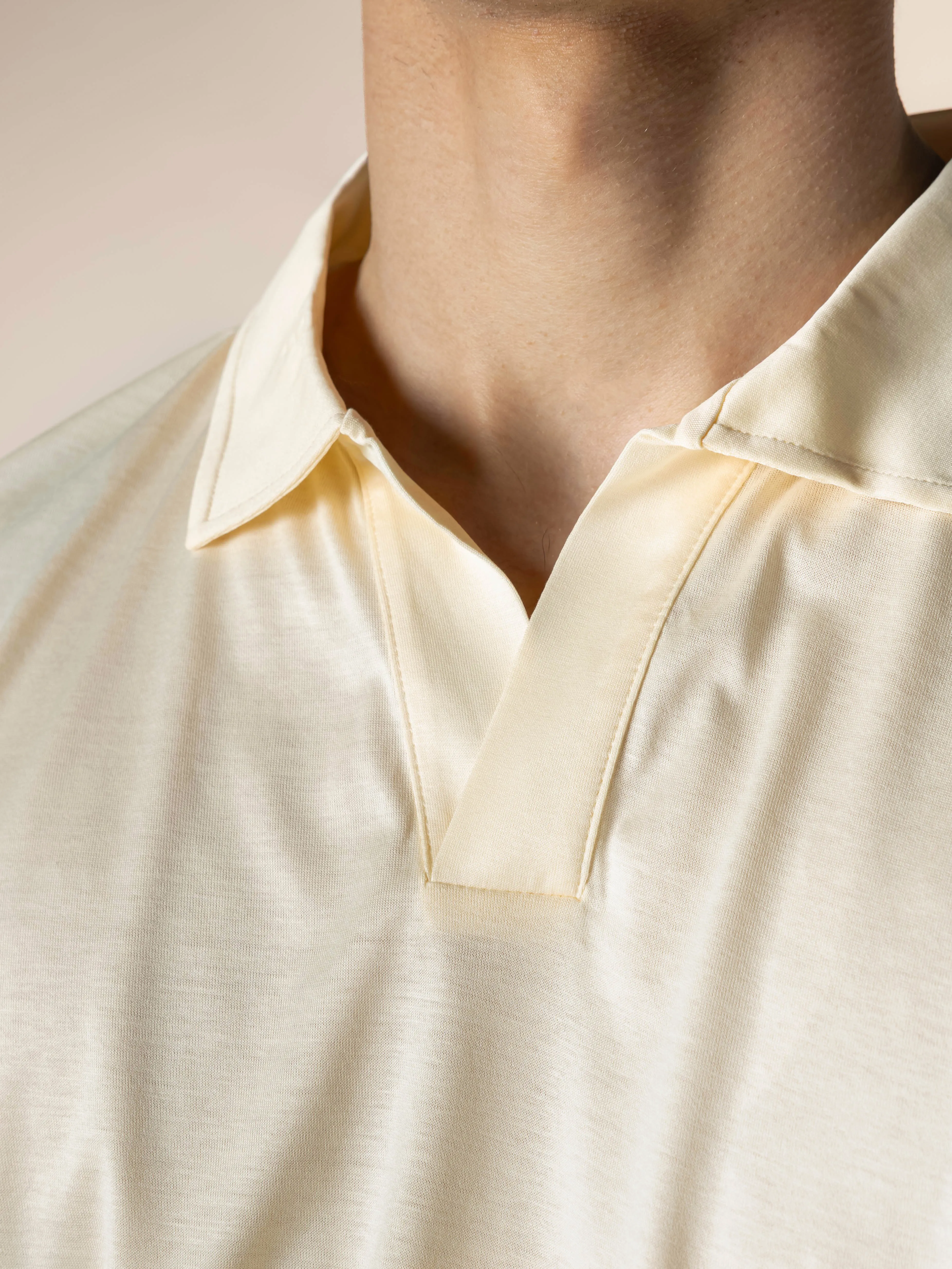 Vanilla Buttonless Polo Shirt sold by Aurelien product image thumbnail 4
