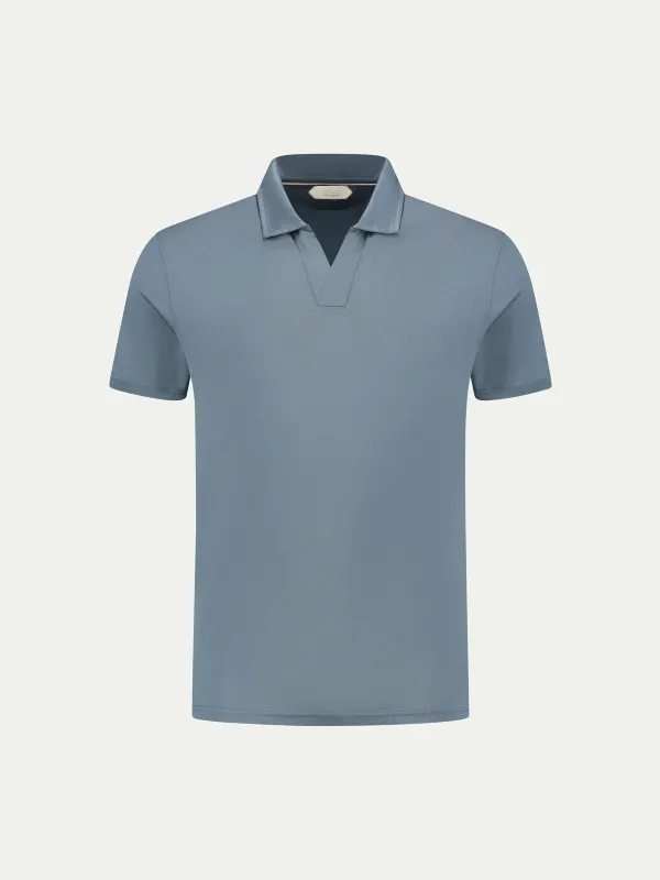Steel Blue Buttonless Polo Shirt made by Aurelien