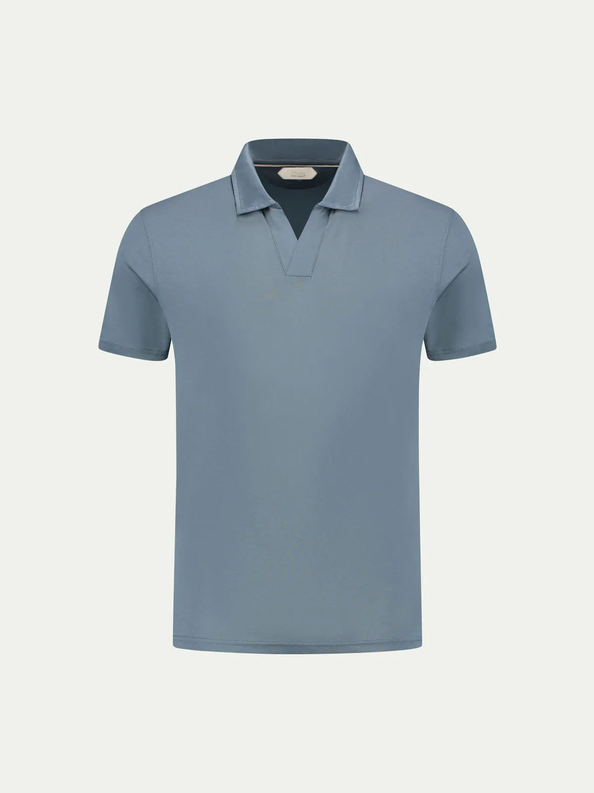 Steel Blue Buttonless Polo Shirt sold by Aurelien