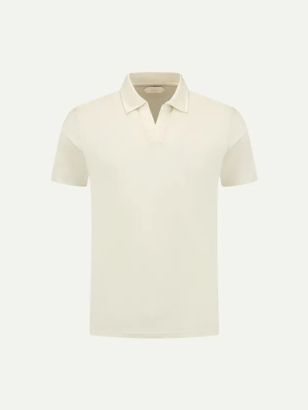 Ecru Buttonless Polo Shirt made by Aurelien