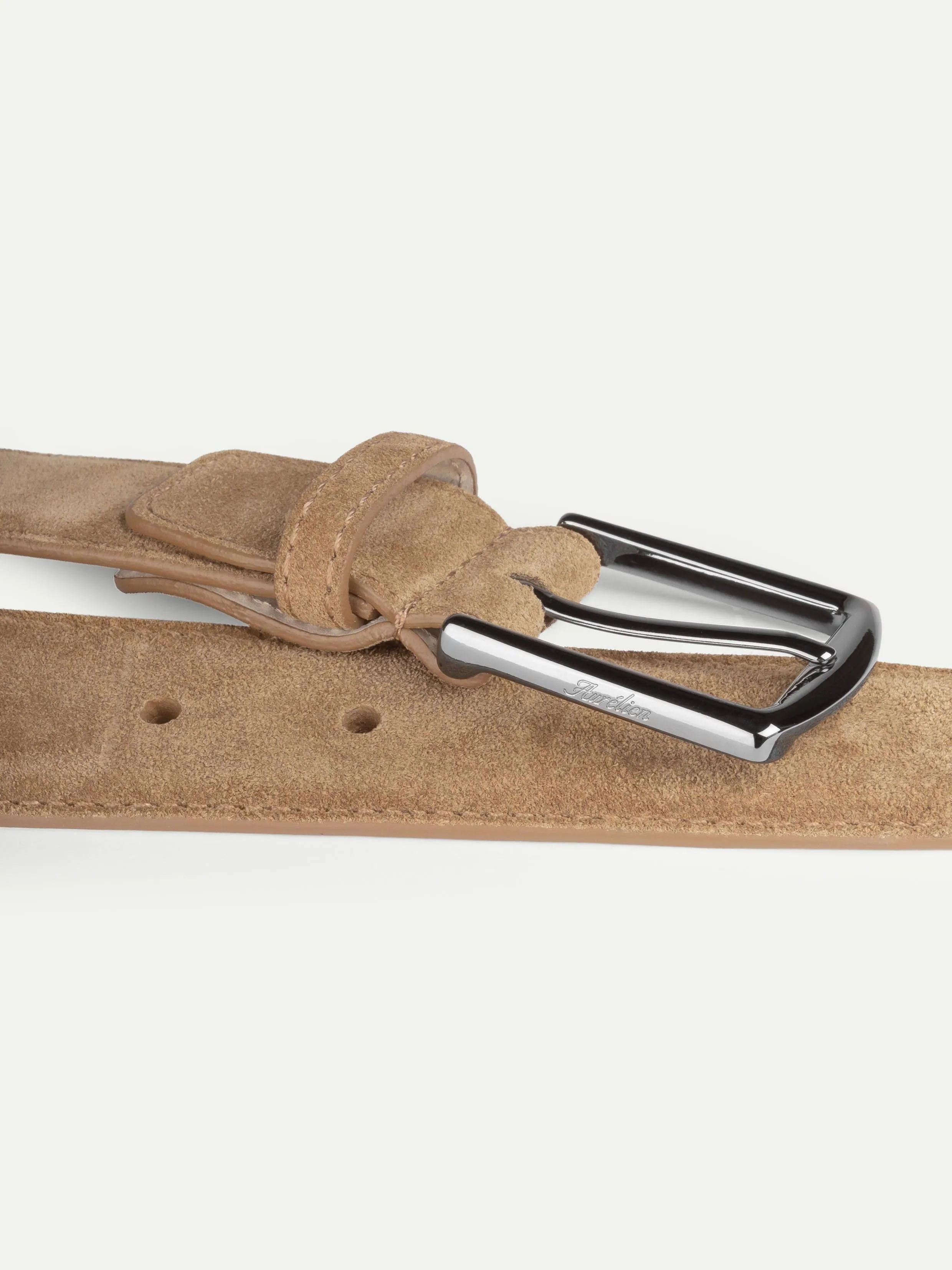 Beige Suede Leather Belt sold by Aurelien product image thumbnail 2