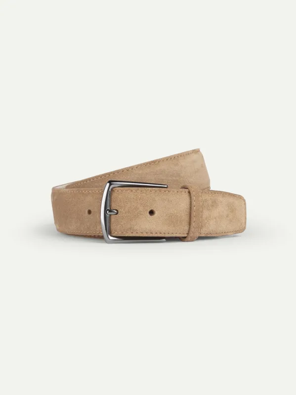 Beige Suede Leather Belt made by Aurelien