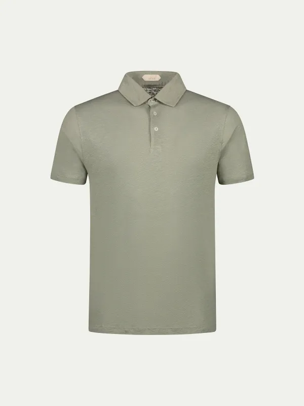 Pistache Linen Polo Shirt made by Aurelien