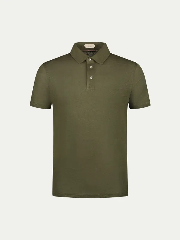 Olive Linen Polo Shirt made by Aurelien