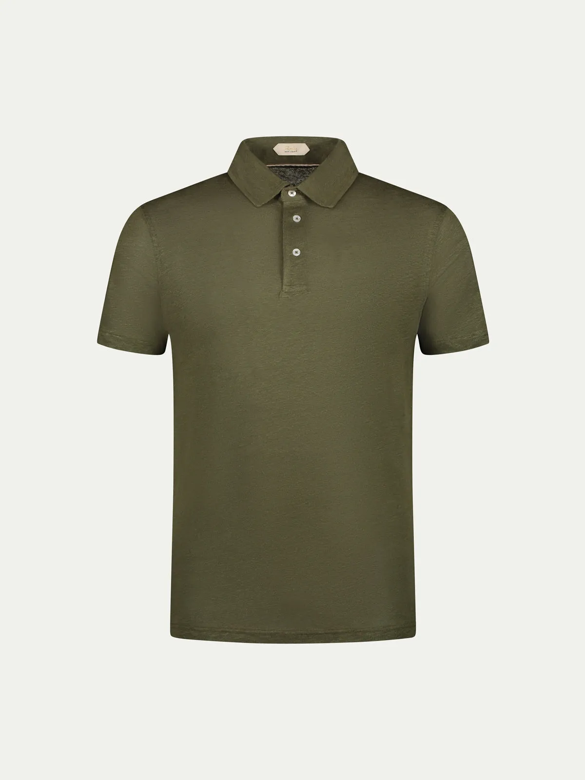 Olive Linen Polo Shirt sold by Aurelien