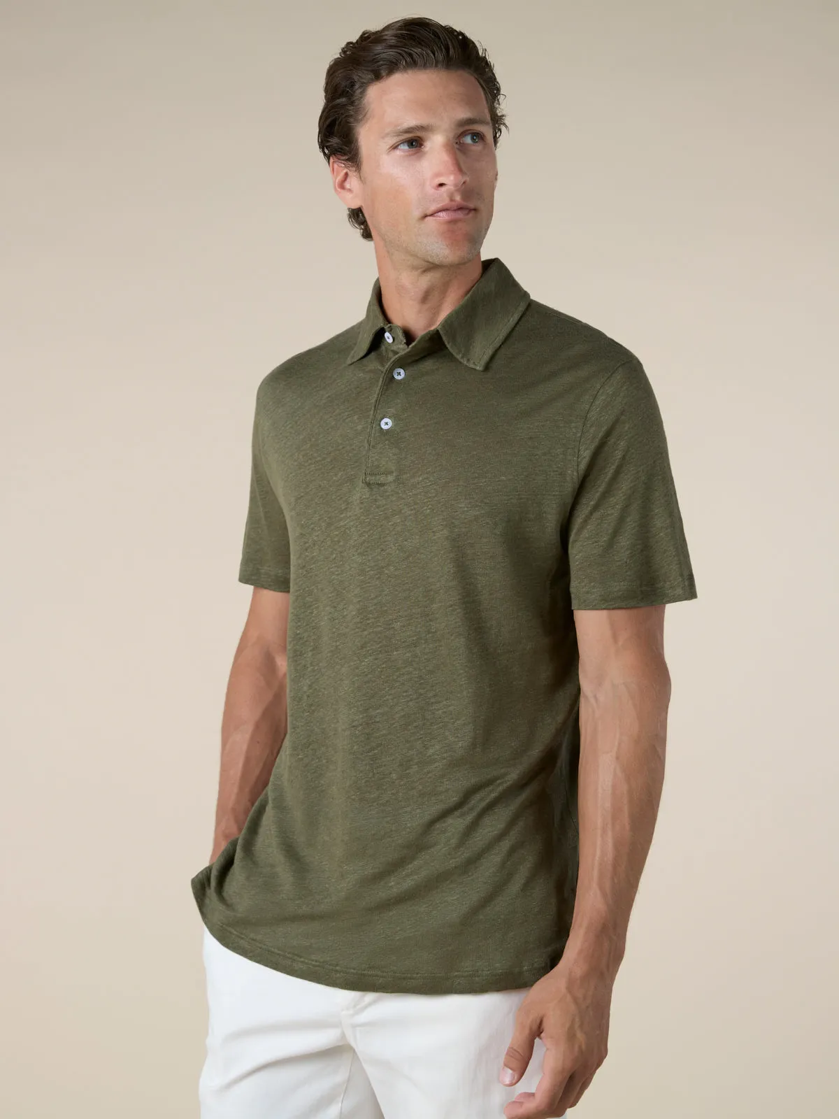 Olive Linen Polo Shirt sold by Aurelien product image thumbnail 4