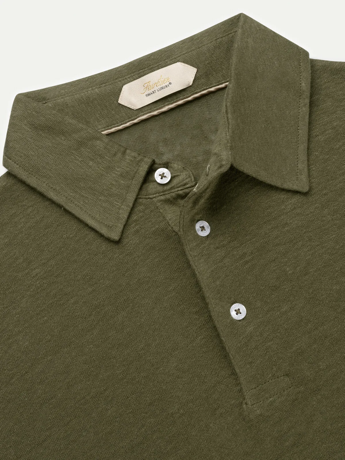 Olive Linen Polo Shirt sold by Aurelien product image thumbnail 3