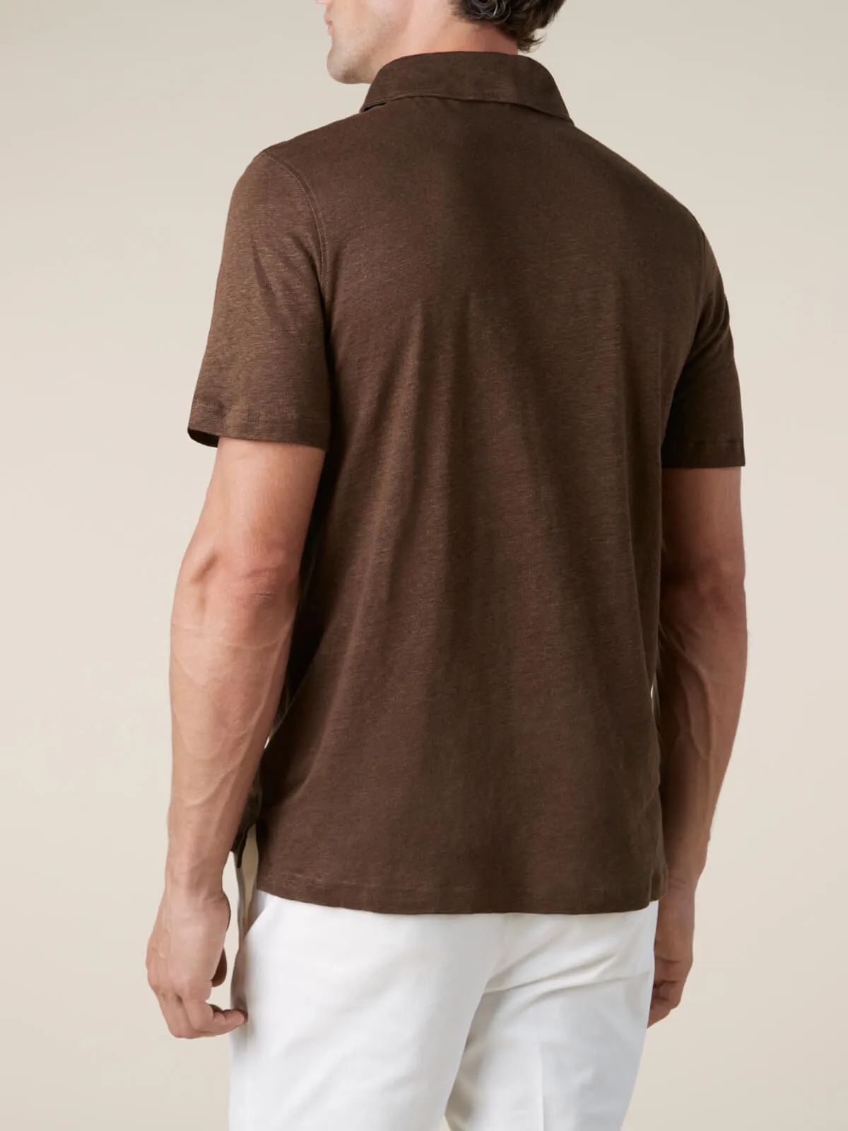 Chocolate Linen Polo Shirt sold by Aurelien product image thumbnail 4