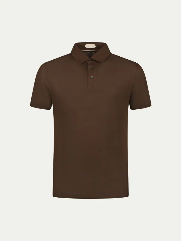 Chocolate Linen Polo Shirt made by Aurelien