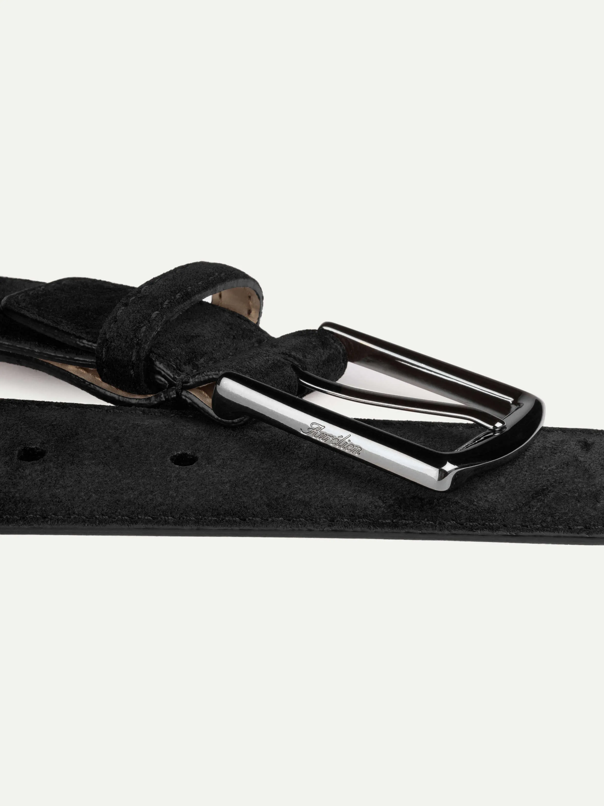Black Suede Leather Belt sold by Aurelien product image thumbnail 2