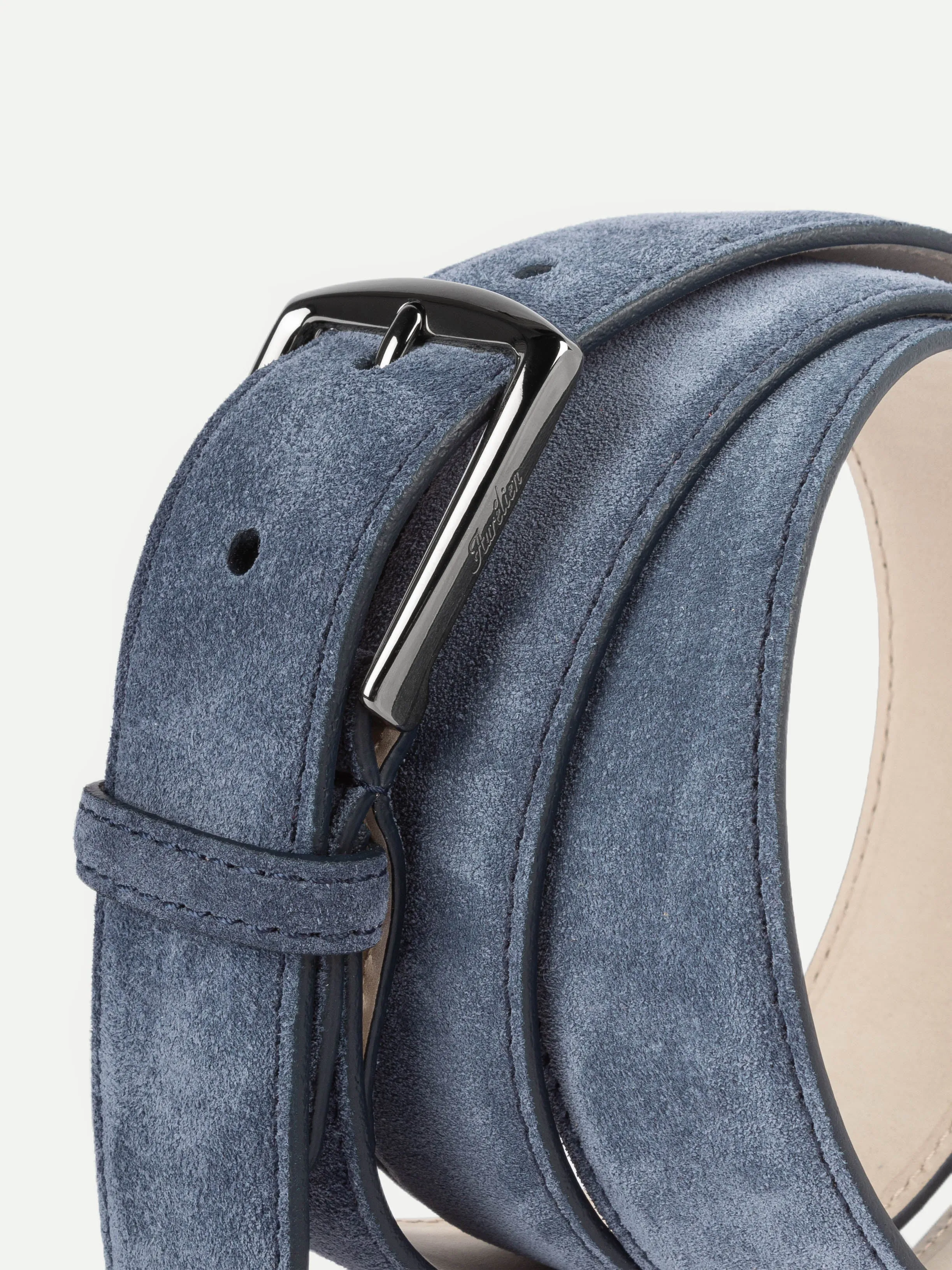 Steel Blue Suede Leather Belt sold by Aurelien product image thumbnail 3