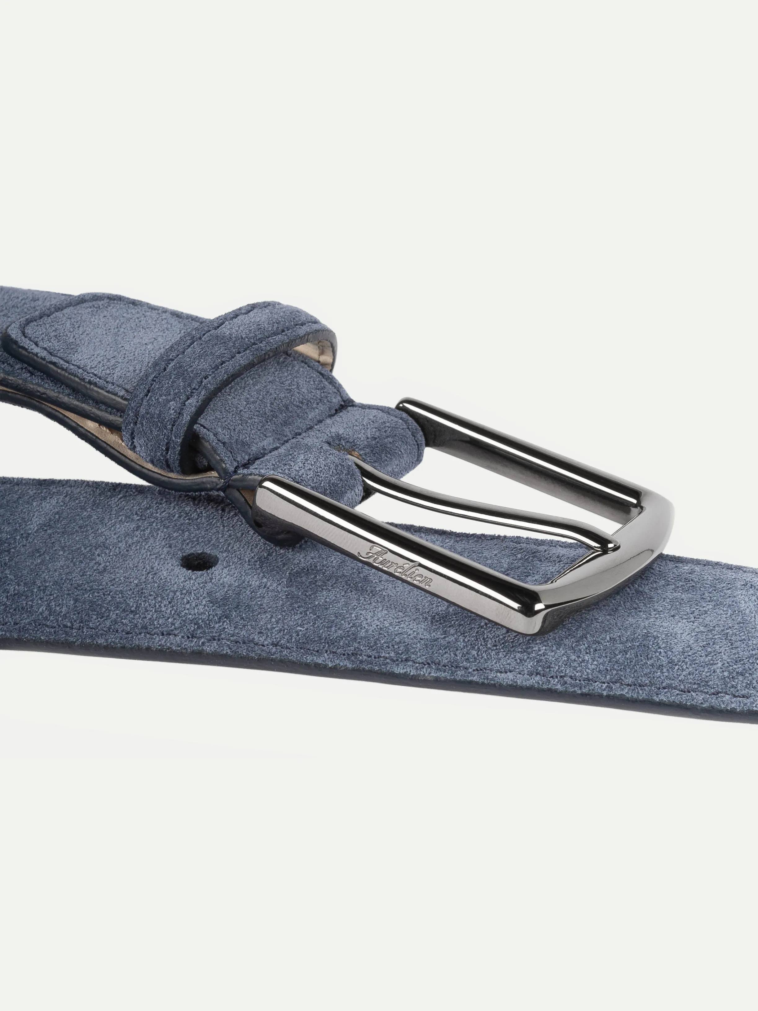 Steel Blue Suede Leather Belt sold by Aurelien product image thumbnail 2