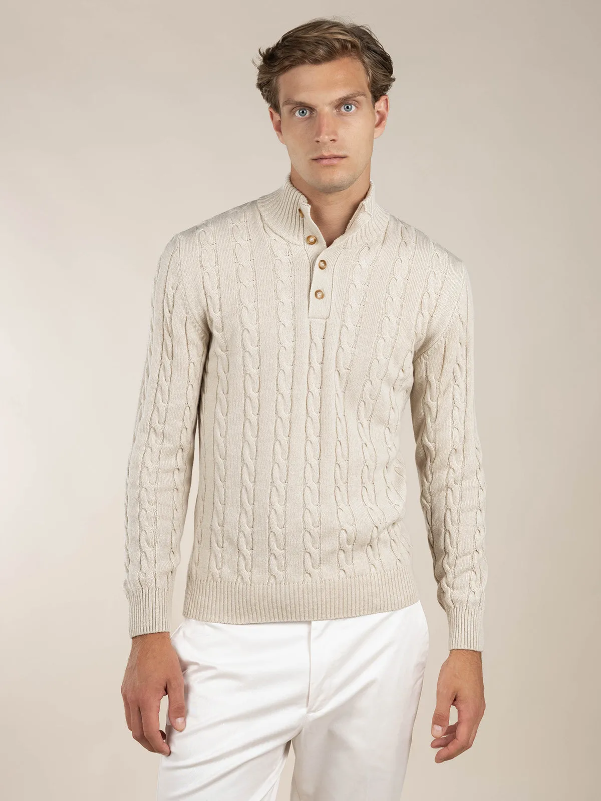 Light Beige Winter Button Sweater sold by Aurelien product image thumbnail 5