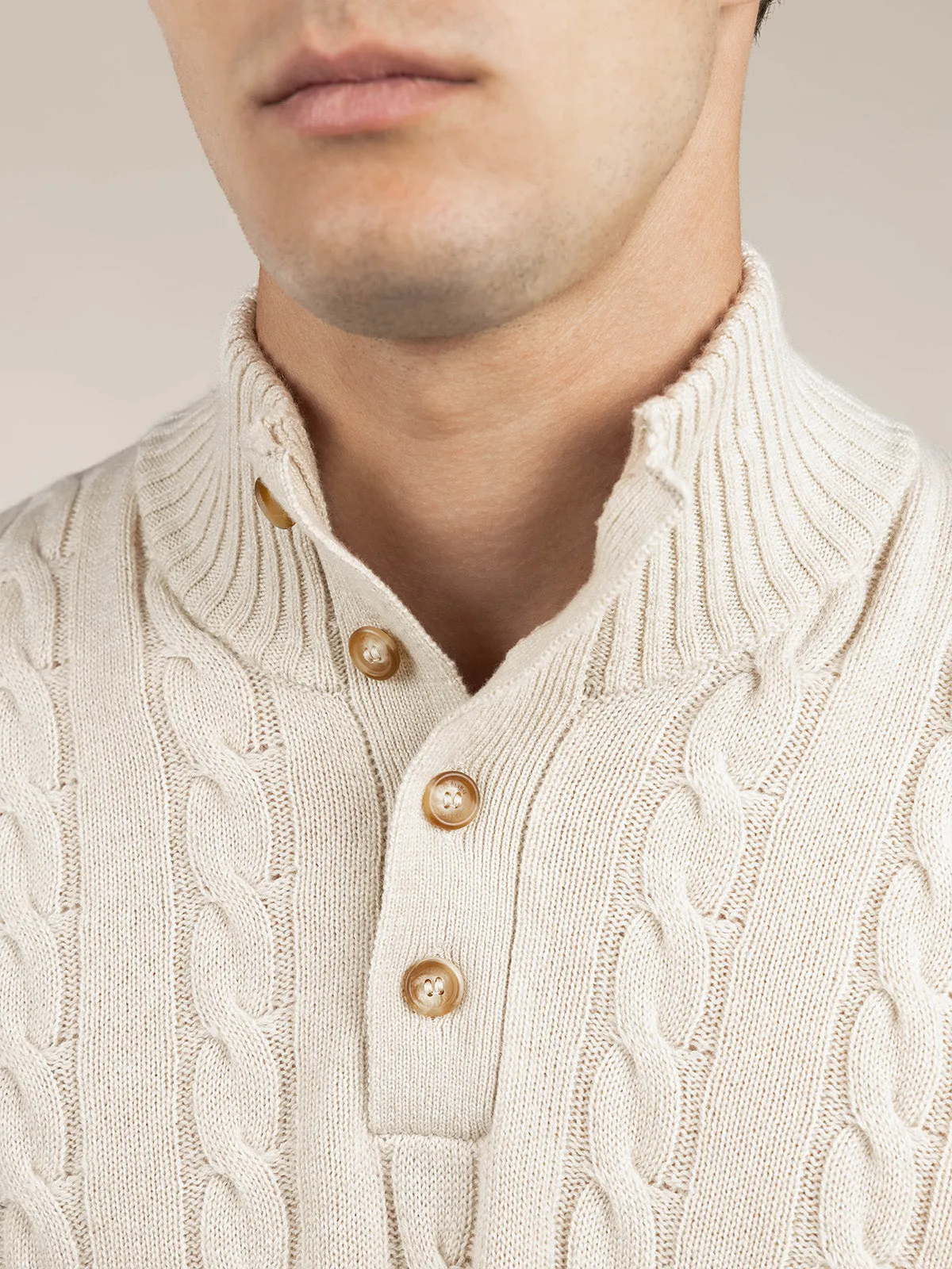 Light Beige Winter Button Sweater sold by Aurelien product image thumbnail 4