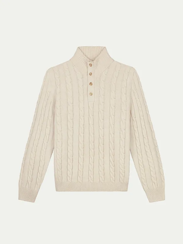Light Beige Winter Button Sweater made by Aurelien