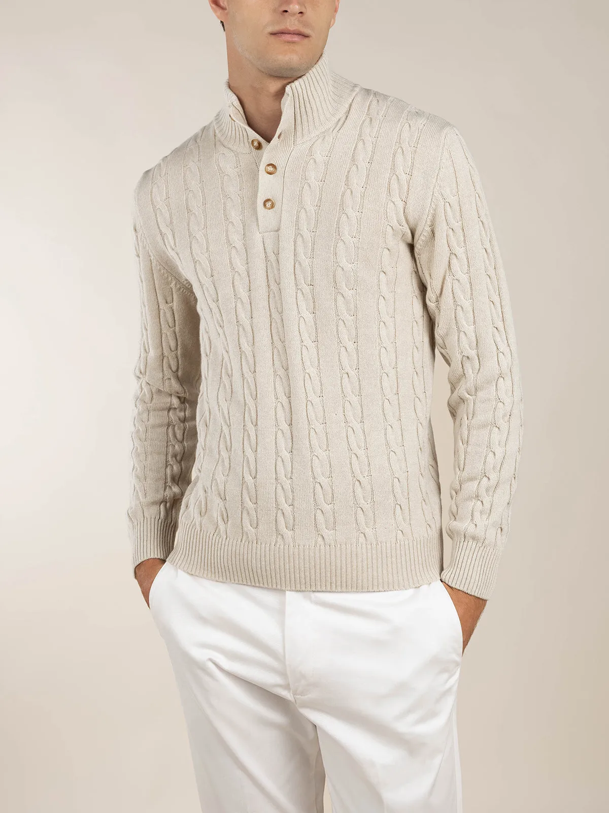 Light Beige Winter Button Sweater sold by Aurelien product image thumbnail 2