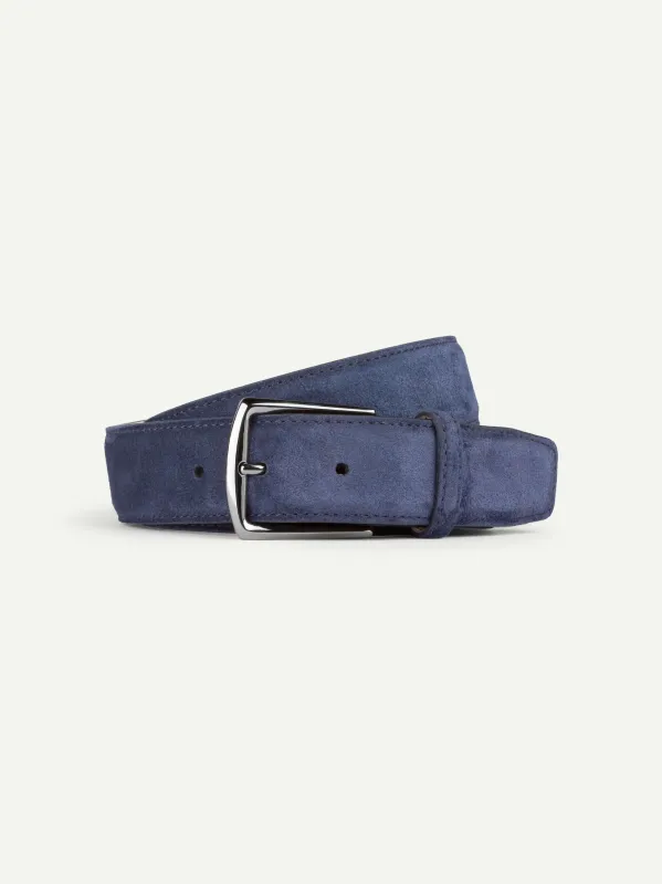 Navy Suede Leather Belt made by Aurelien