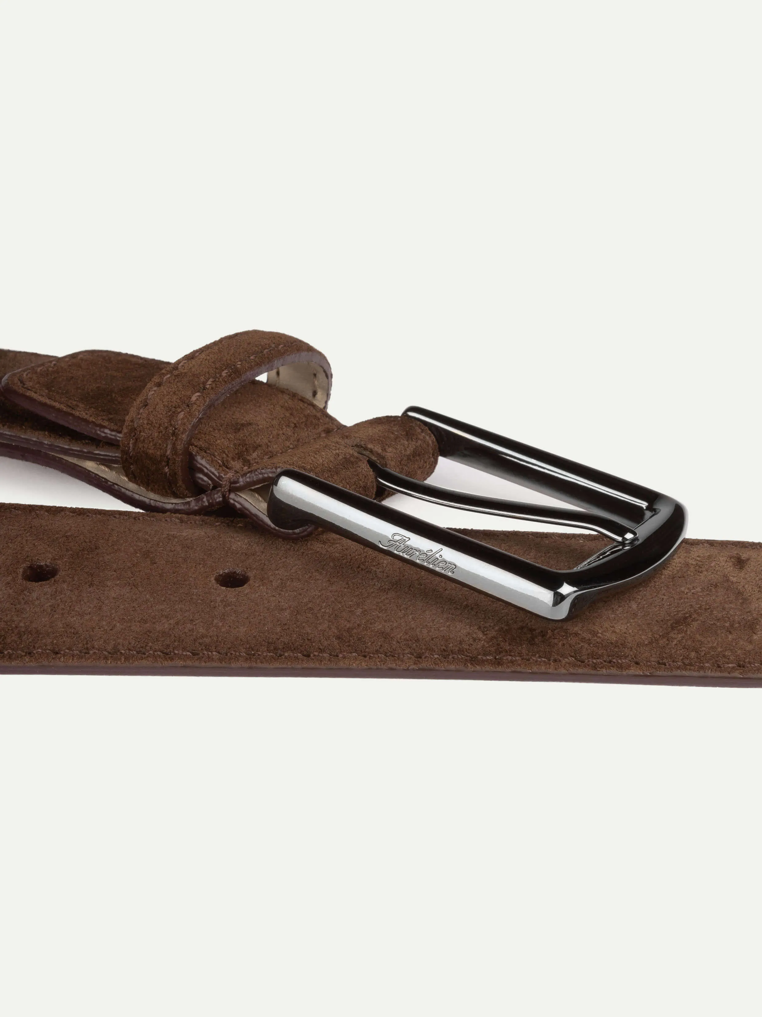 Chocolate Suede Leather Belt sold by Aurelien product image thumbnail 2