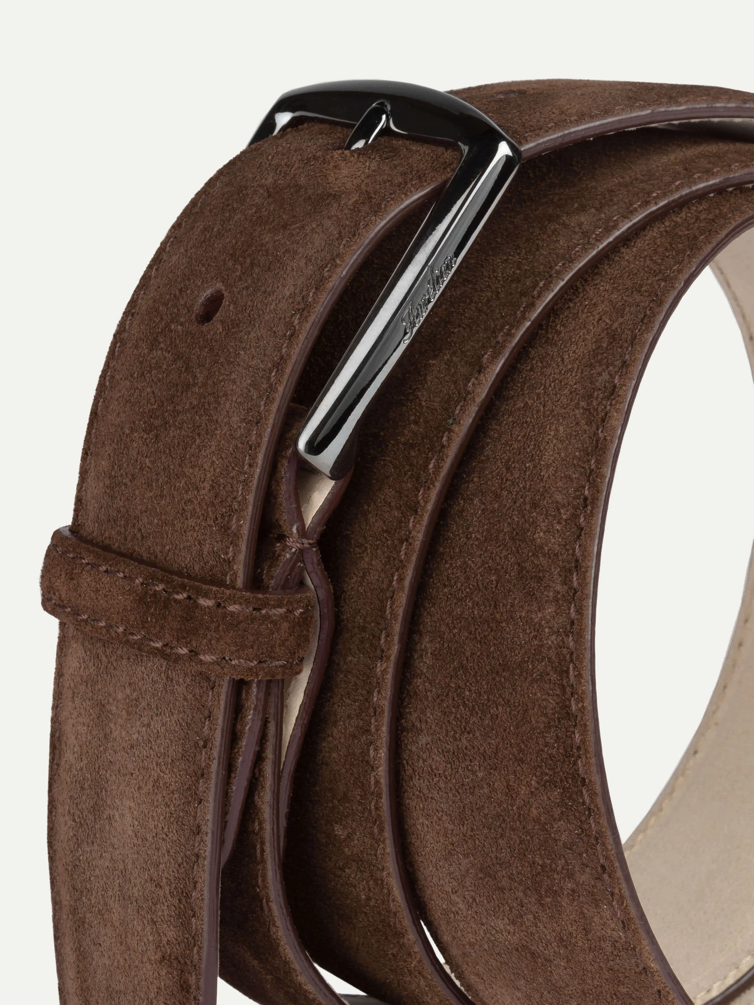 Chocolate Suede Leather Belt sold by Aurelien product image thumbnail 3