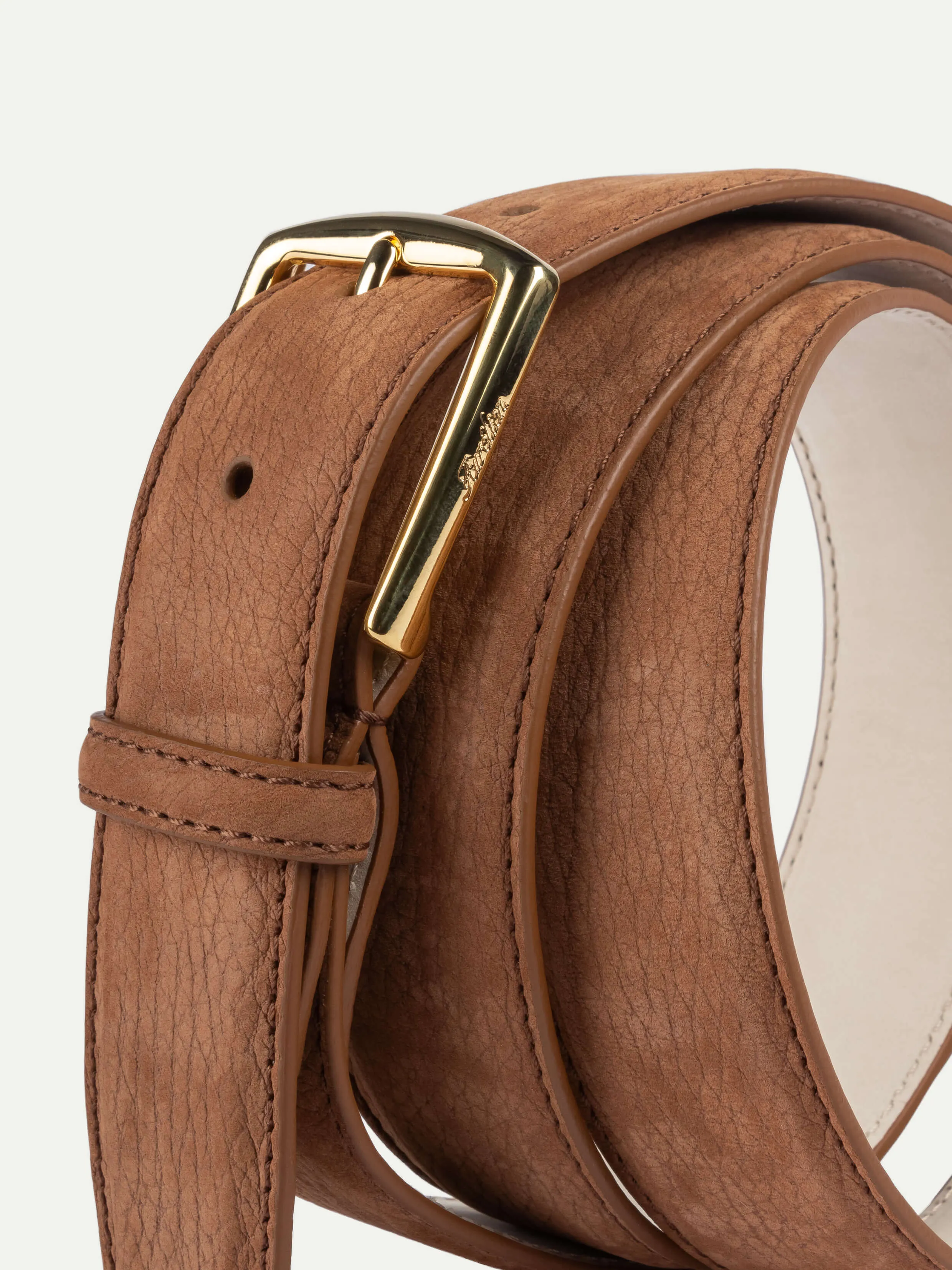 Caramel Nubuck Leather Belt sold by Aurelien product image thumbnail 3