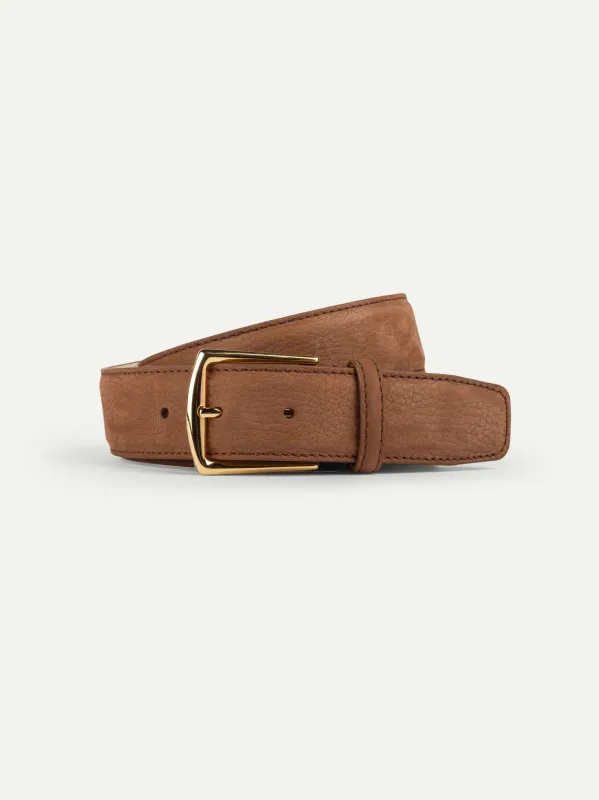 Caramel Nubuck Leather Belt made by Aurelien