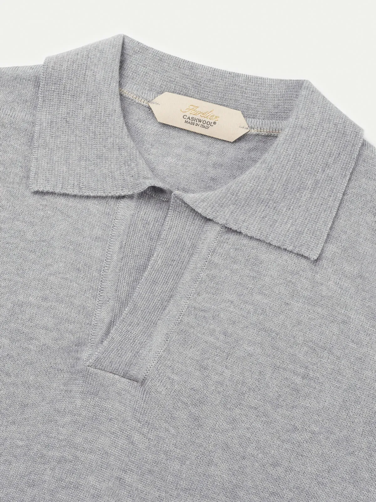Extrafine Merino Buttonless Polo Light Grey sold by Aurelien product image thumbnail 4