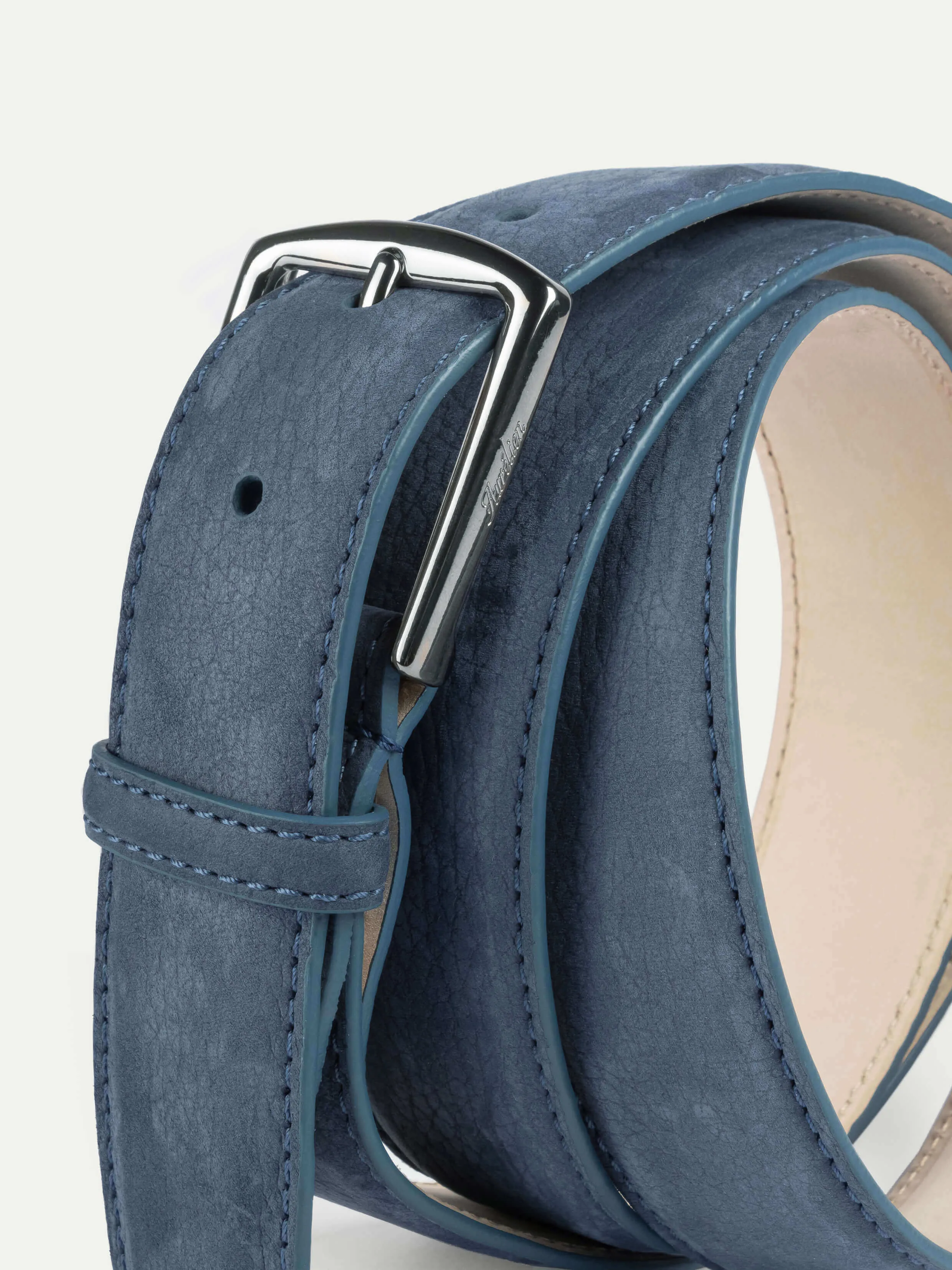 Steel Blue Nubuck Leather Belt sold by Aurelien product image thumbnail 3