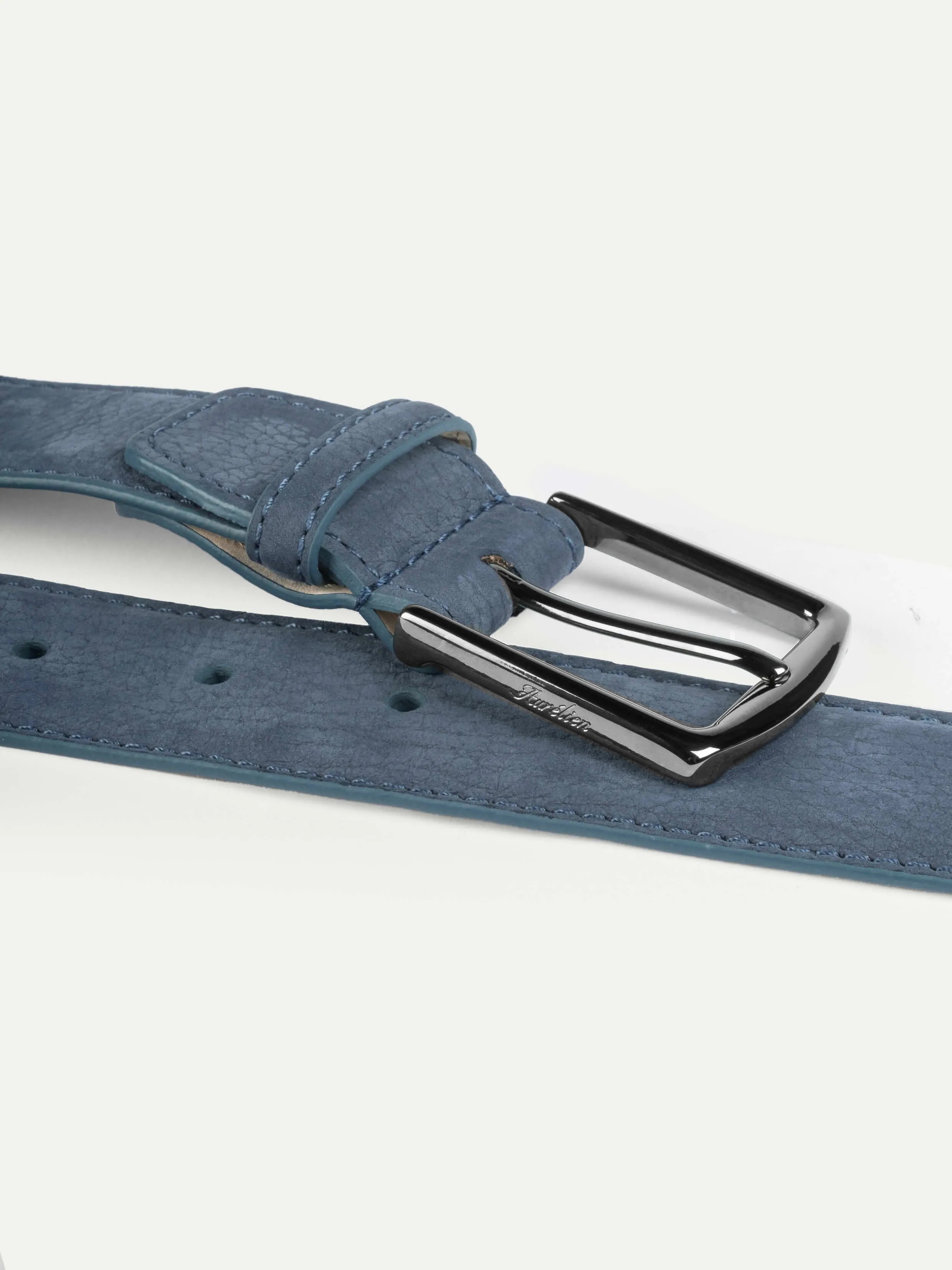 Steel Blue Nubuck Leather Belt sold by Aurelien product image thumbnail 2