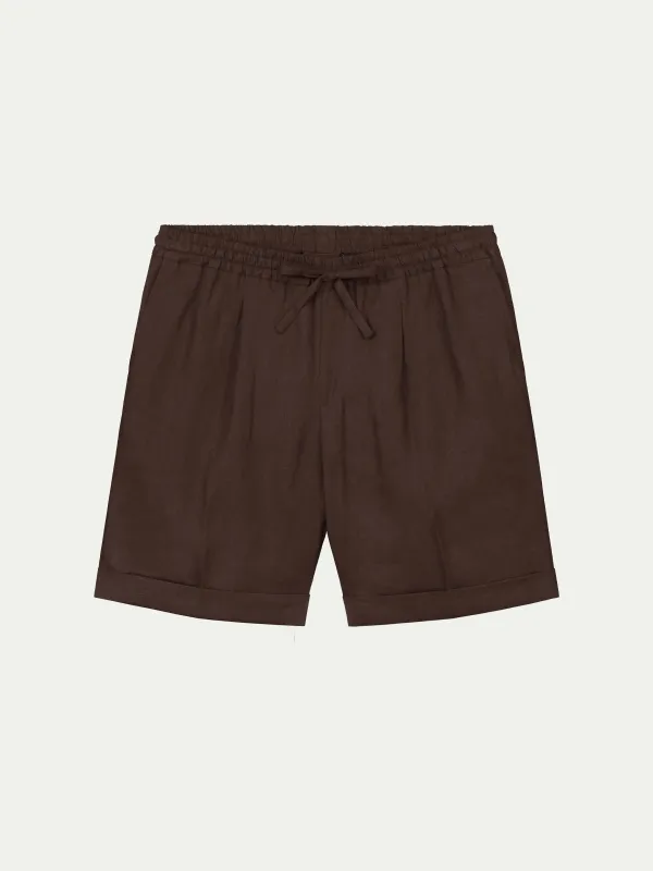 Brown Linen Seaside Shorts made by Aurelien