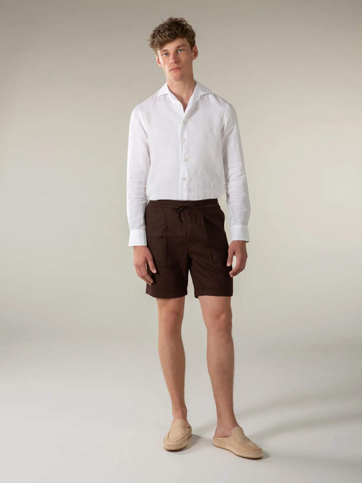 Brown Linen Seaside Shorts sold by Aurelien product image thumbnail 5
