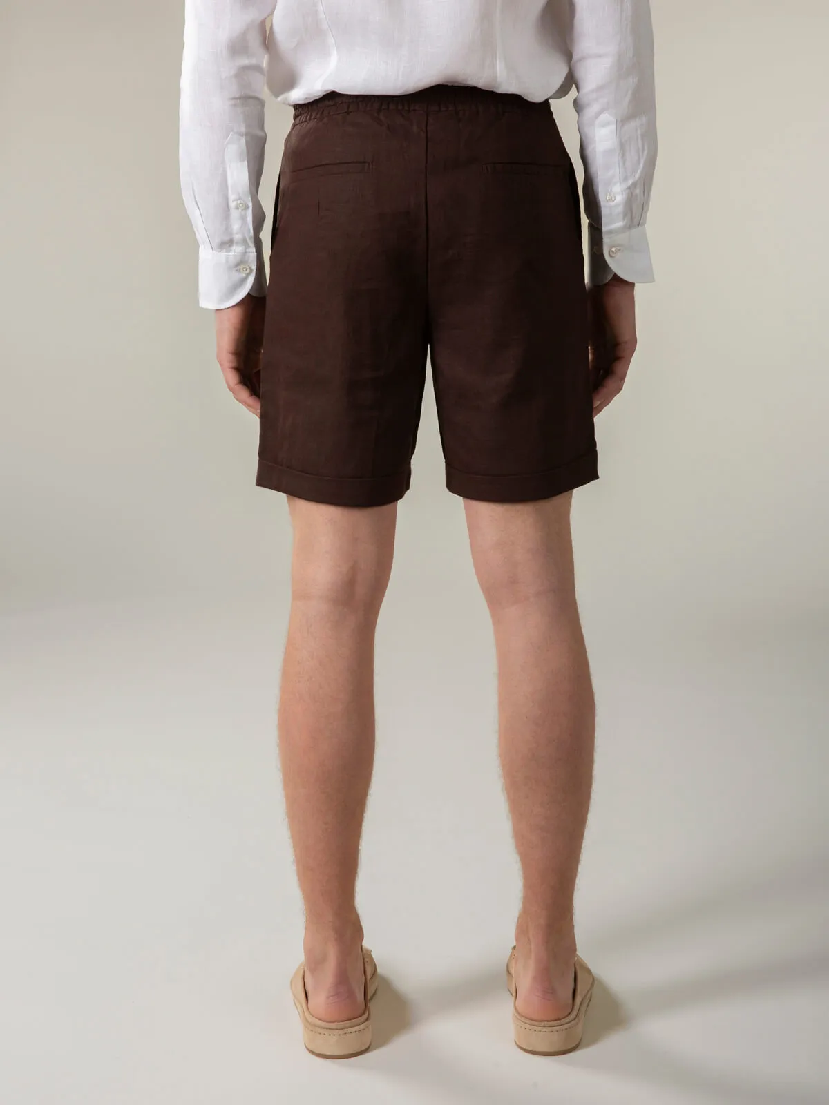 Brown Linen Seaside Shorts sold by Aurelien product image thumbnail 3
