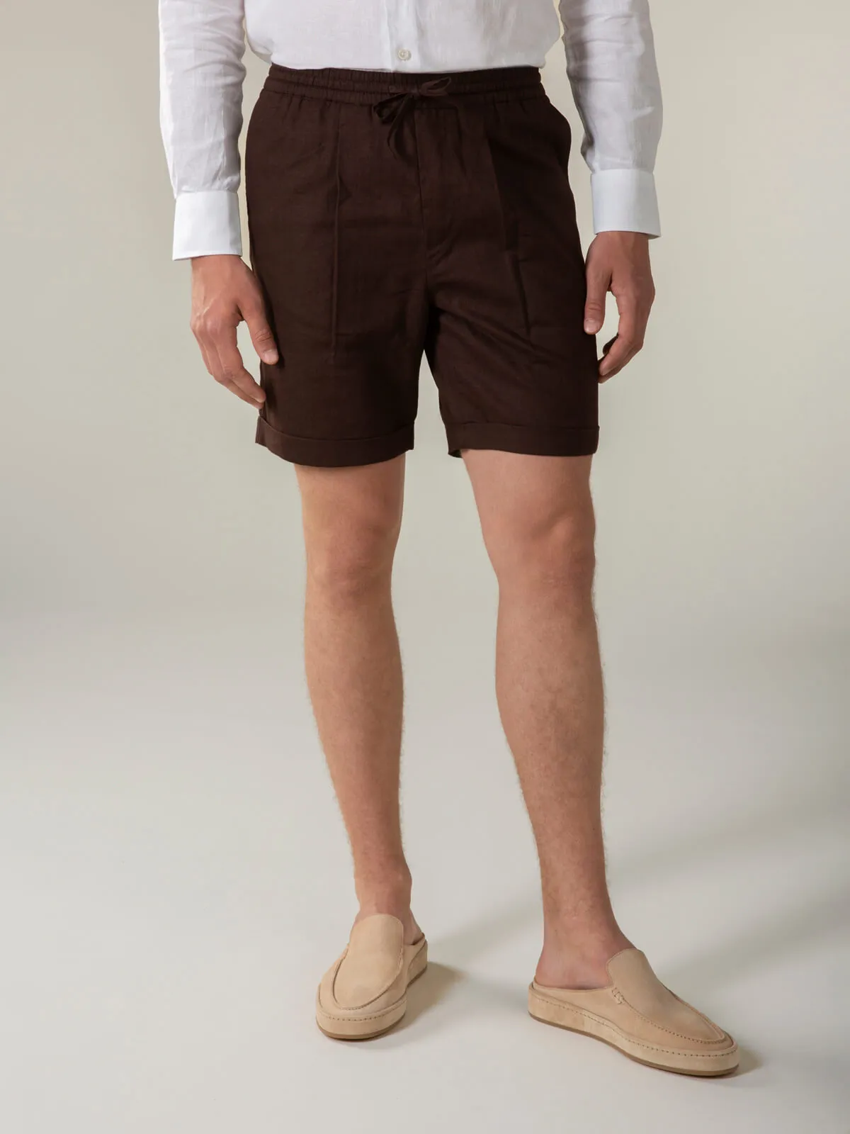 Brown Linen Seaside Shorts sold by Aurelien product image thumbnail 2