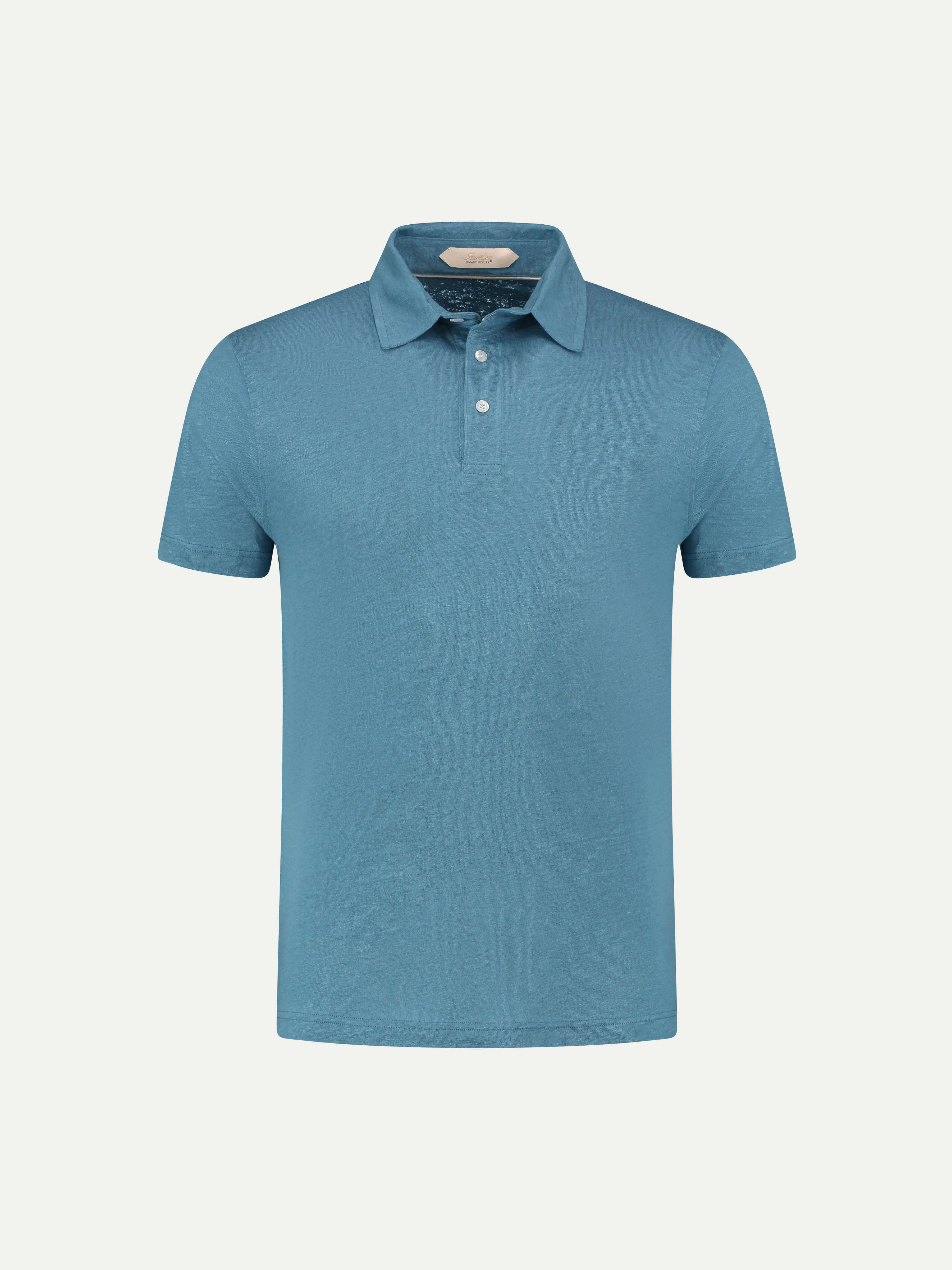 Sapphire Blue Linen Polo Shirt sold by Aurelien