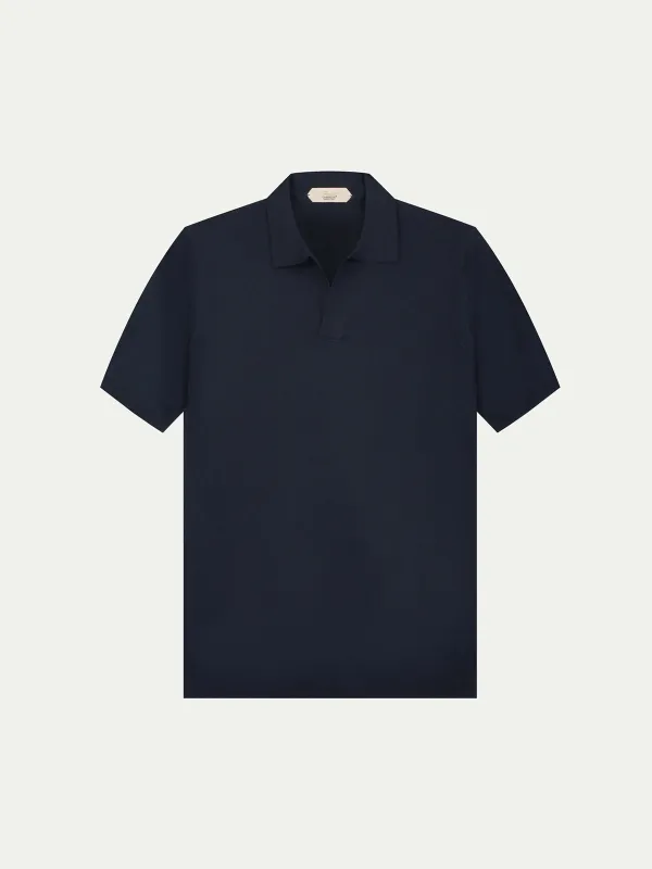 Shortsleeve Buttonless Polo Navy made by Aurelien