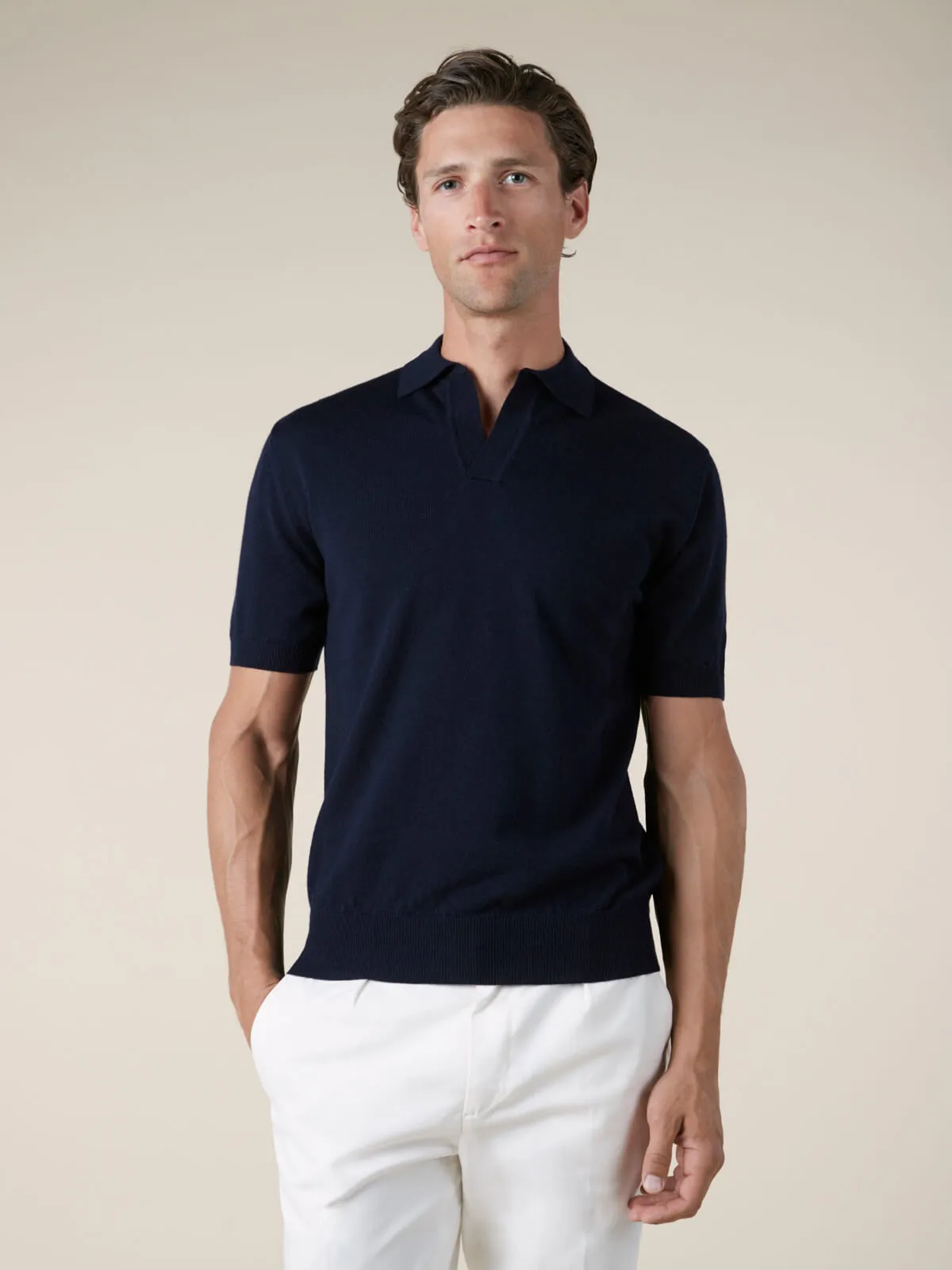 Shortsleeve Buttonless Polo Navy sold by Aurelien product image thumbnail 5