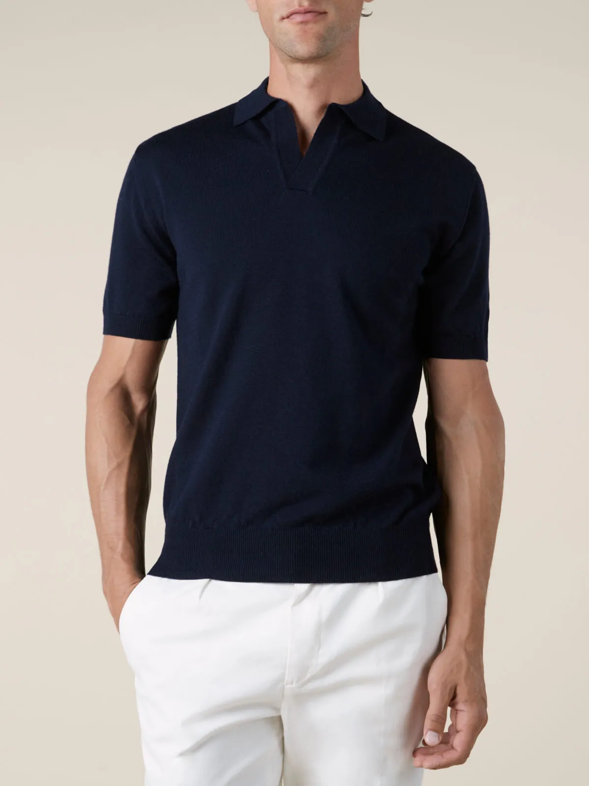Shortsleeve Buttonless Polo Navy sold by Aurelien product image thumbnail 2