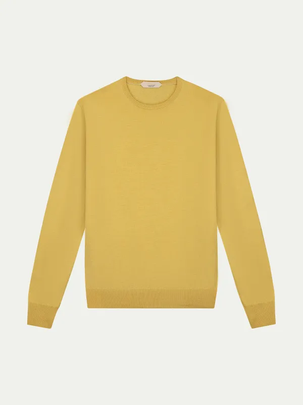 Extrafine Merino Crew Neck Sweater Mustard made by Aurelien