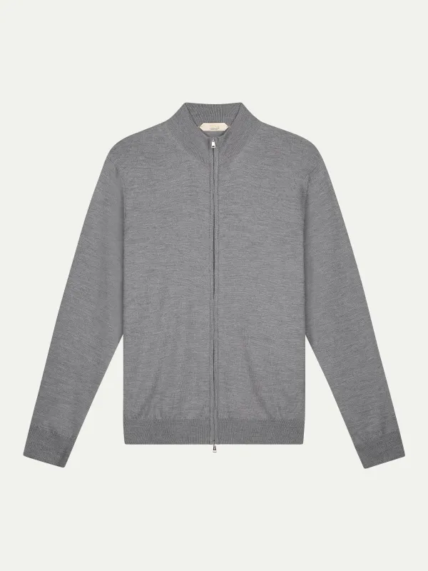 Extrafine Merino Zipper Vest Dark Grey made by Aurelien