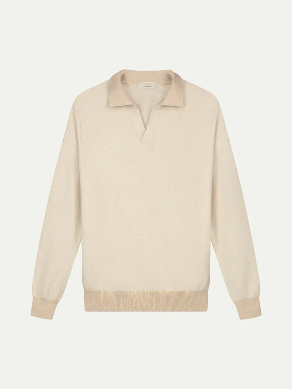 Light Beige Jaquard Polo made by Aurelien