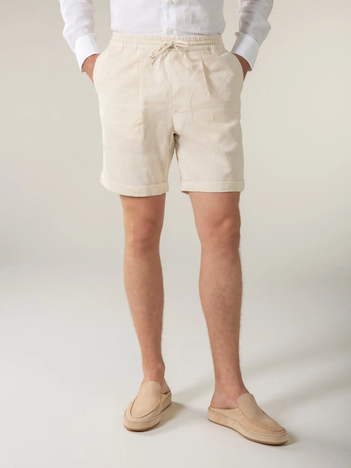 Beige Linen Seaside Shorts sold by Aurelien product image thumbnail 2