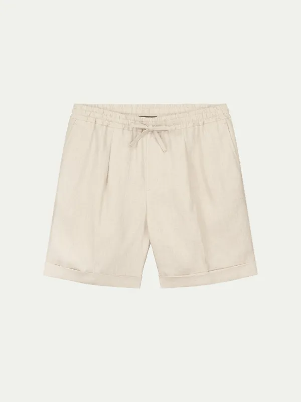 Beige Linen Seaside Shorts made by Aurelien