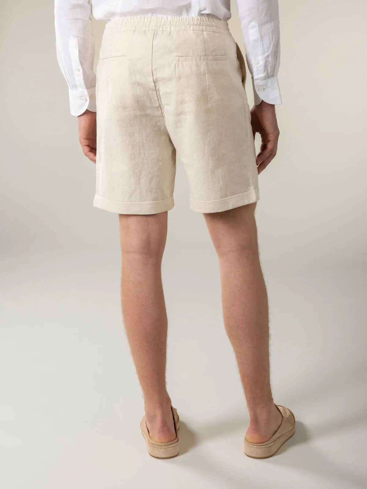 Beige Linen Seaside Shorts sold by Aurelien product image thumbnail 4