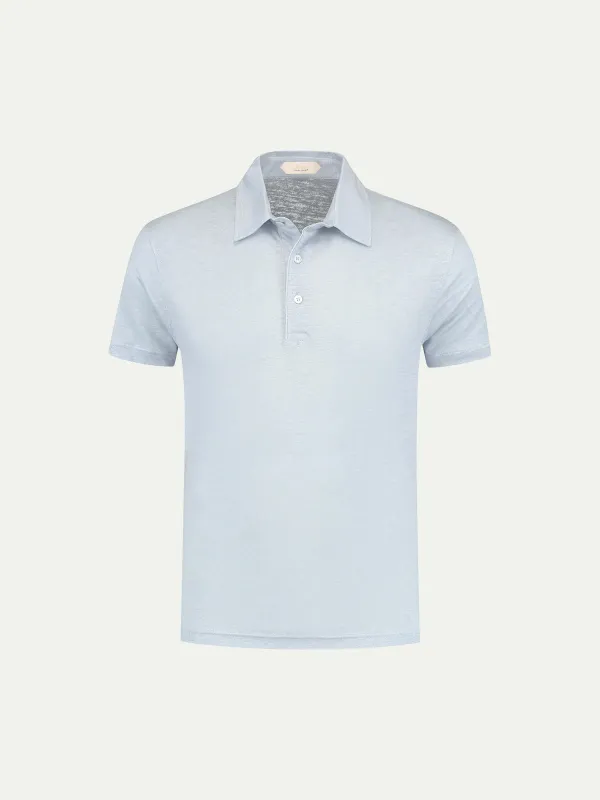 Light Blue Linen Polo Shirt made by Aurelien