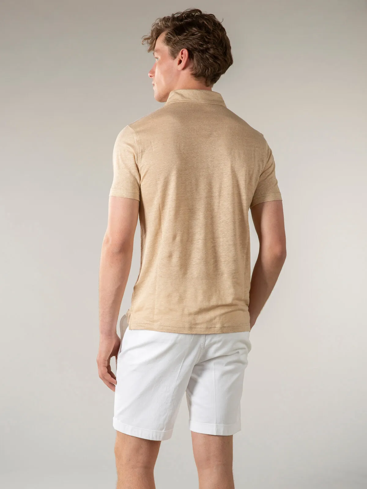 Beige Linen Polo Shirt sold by Aurelien product image thumbnail 4