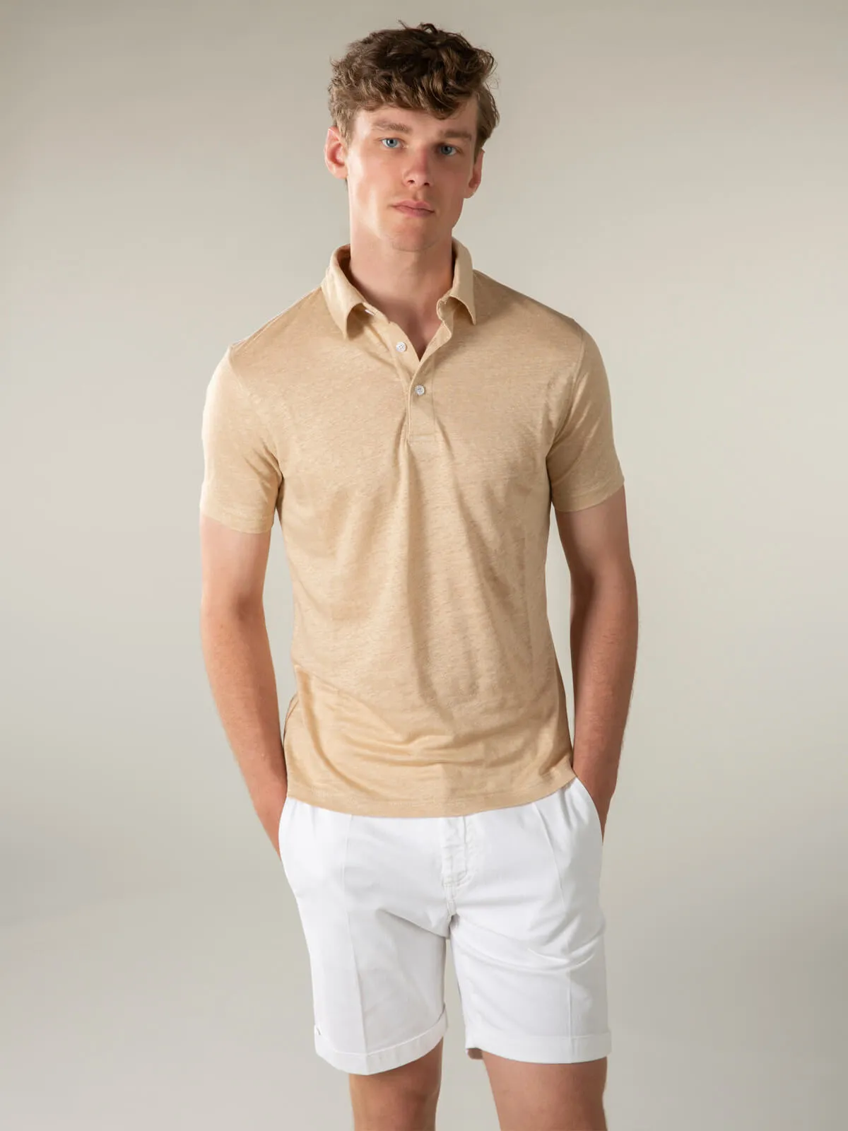 Beige Linen Polo Shirt sold by Aurelien product image thumbnail 3