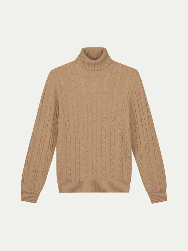 Dolcevita Cable Knit Sweater Beige made by Aurelien
