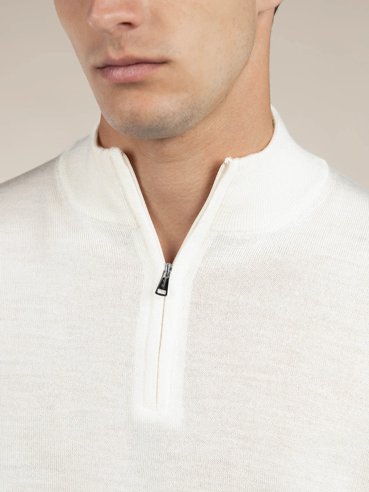 Extrafine Merino Zipper Sweater Ivory sold by Aurelien product image thumbnail 4