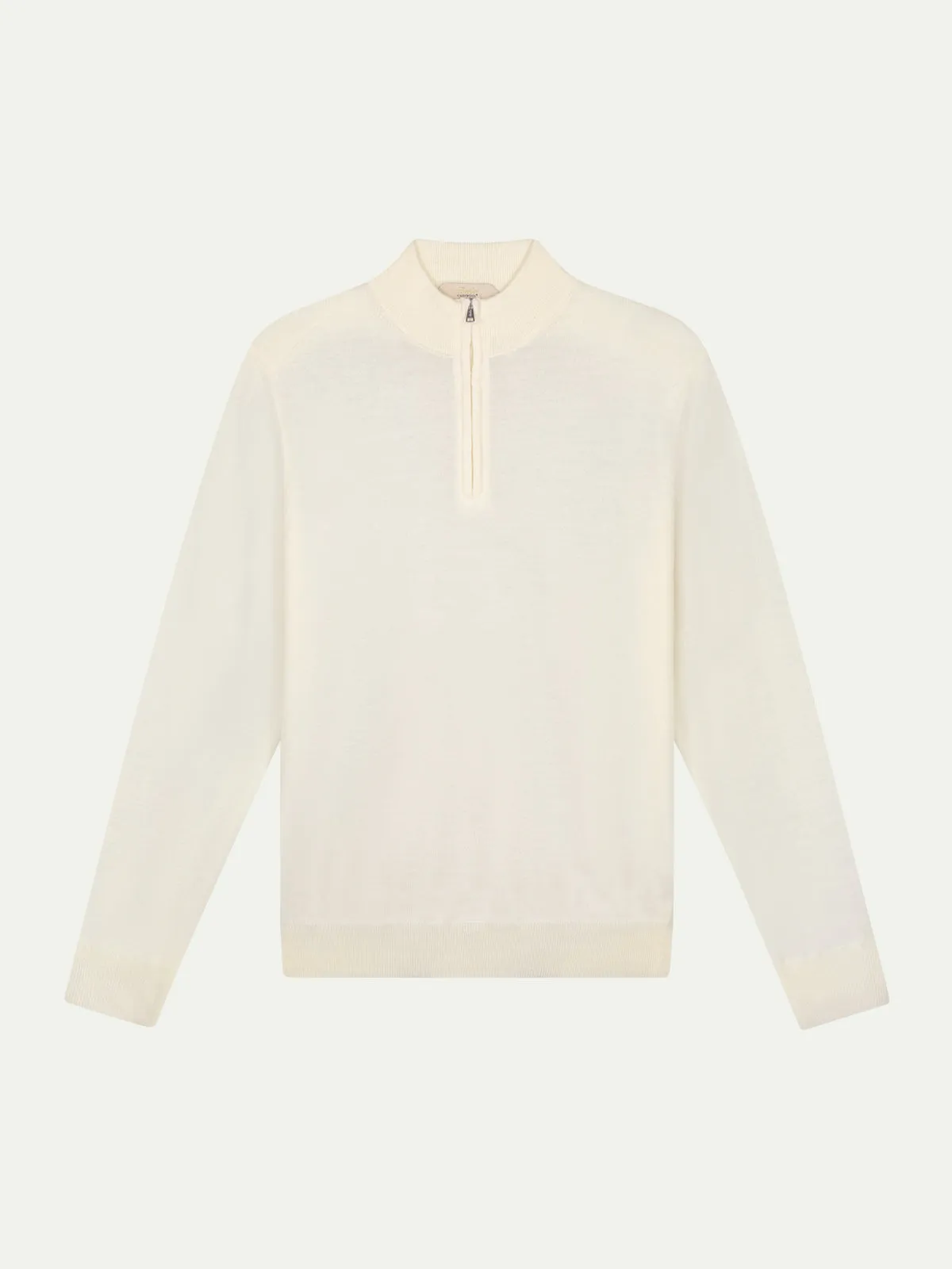 Extrafine Merino Zipper Sweater Ivory sold by Aurelien
