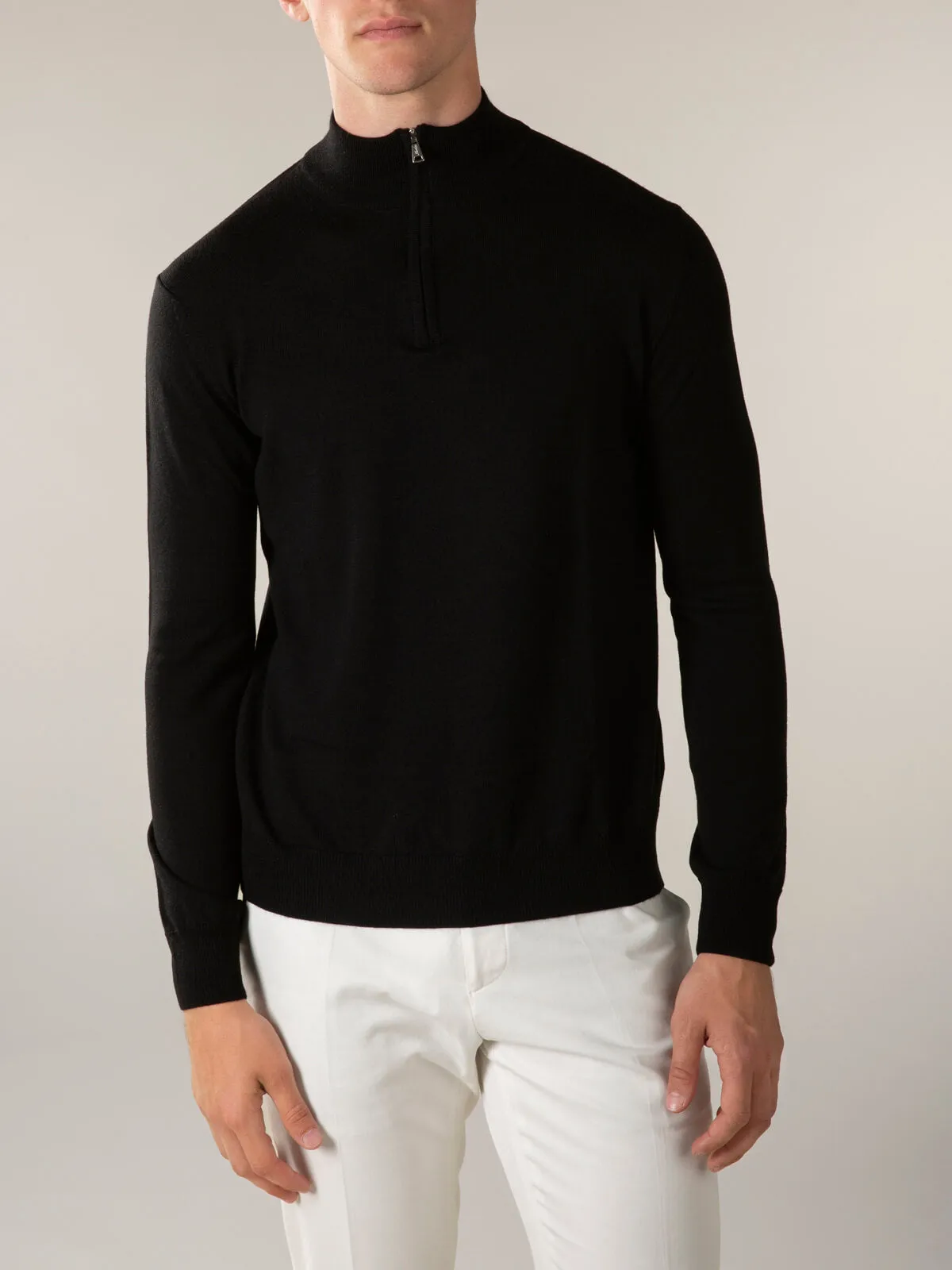 Extrafine Merino Zipper Sweater Black sold by Aurelien product image thumbnail 2