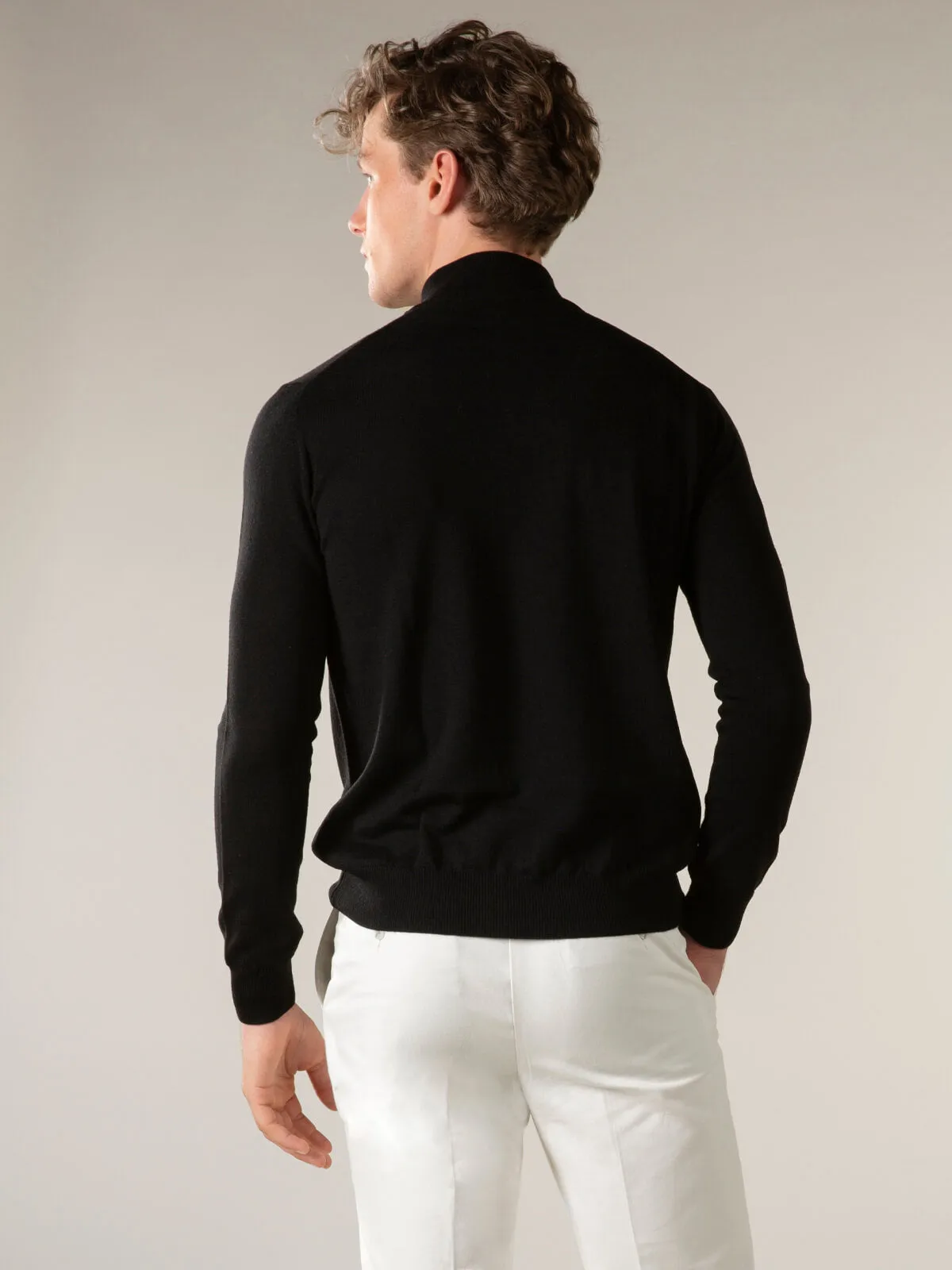 Extrafine Merino Zipper Sweater Black sold by Aurelien product image thumbnail 5